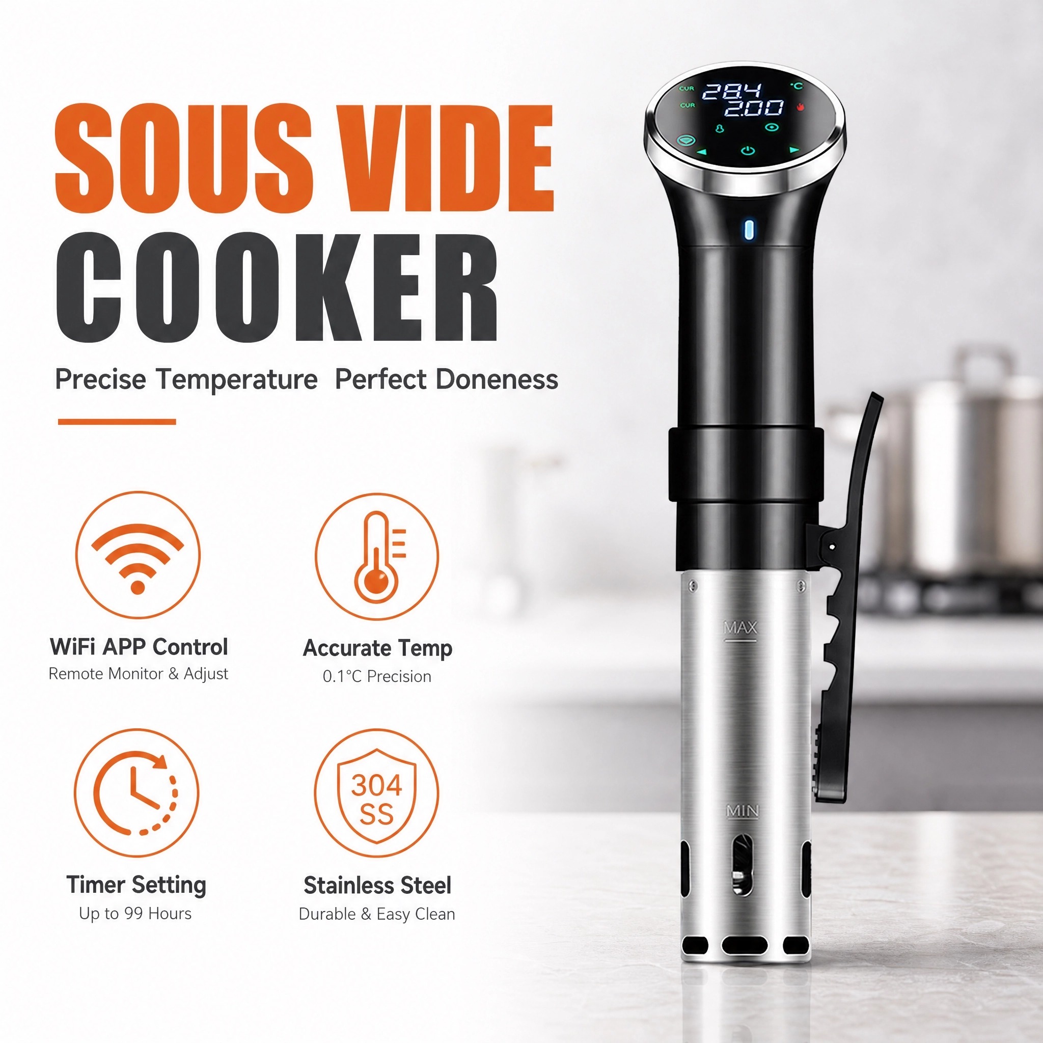 Digital Sous Vide Precision Cooker - Cuocitore Sous Vide Digitale WiFi di
